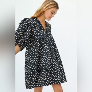 Like New, HUNTER BELL Jenkins Dress in Black with Beige Tan Dots, Small